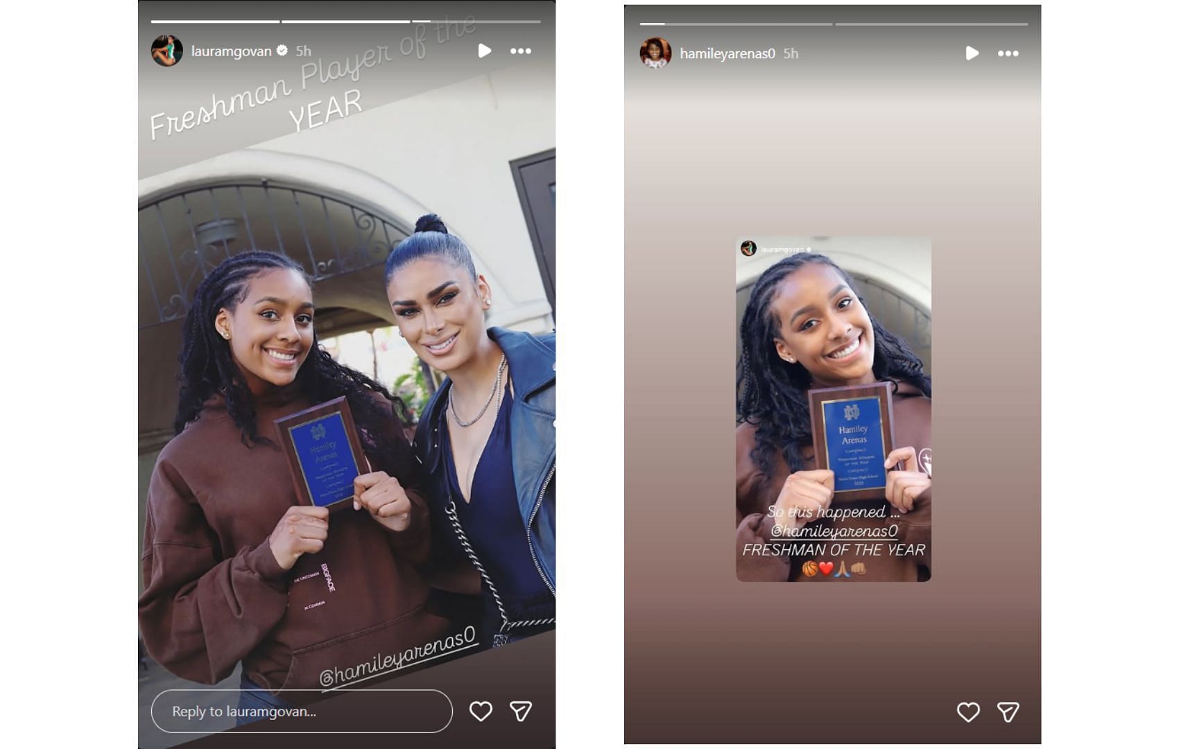 Laura Govan reacted to her daughter's Freshman of the Year award | via @hamileyarenas0, @lauramgovan/ig